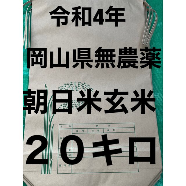 新米】令和4年岡山県無農薬朝日米玄米・20キロ　好評　4940円引き
