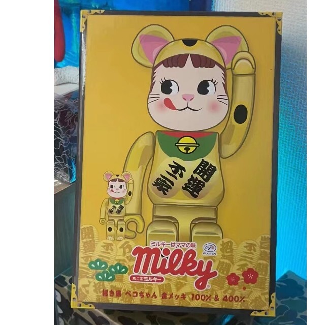 BE@RBRICK 招き猫 ペコちゃん金運 金メッキ 100％ & 400％