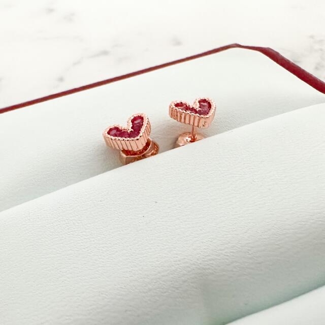 高品質ジルコニア ピンクハートピアス かわいい おしゃれ 韓国