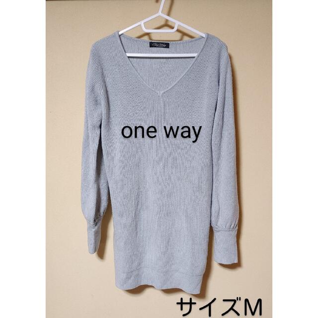 one*way(ワンウェイ)のone way GLAMOROUS＊ミニワンピース・サイズＭ＊無地・長袖・グレー レディースのワンピース(ミニワンピース)の商品写真