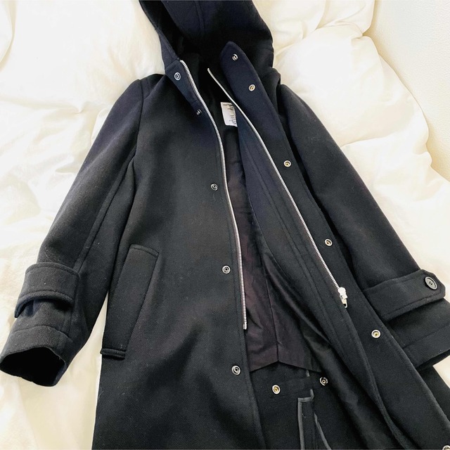 ZUCCa - 美品【ZUCCA】フーディウールロングコート ブラック/黒 Mの ... 美品 定価7万*ドゥーズィエムクラス*ライナーつきメルトンウールPコート