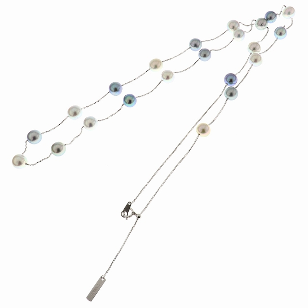 タサキ TASAKI 田崎 ステーション パール ロングネックレス K18 WG × アコヤパール 22個 マルチカラー 9090 タサキ TASAKI 田崎 ステーション パール ロングネックレス K18 WG × アコヤパール 22個 マルチカラー 9090