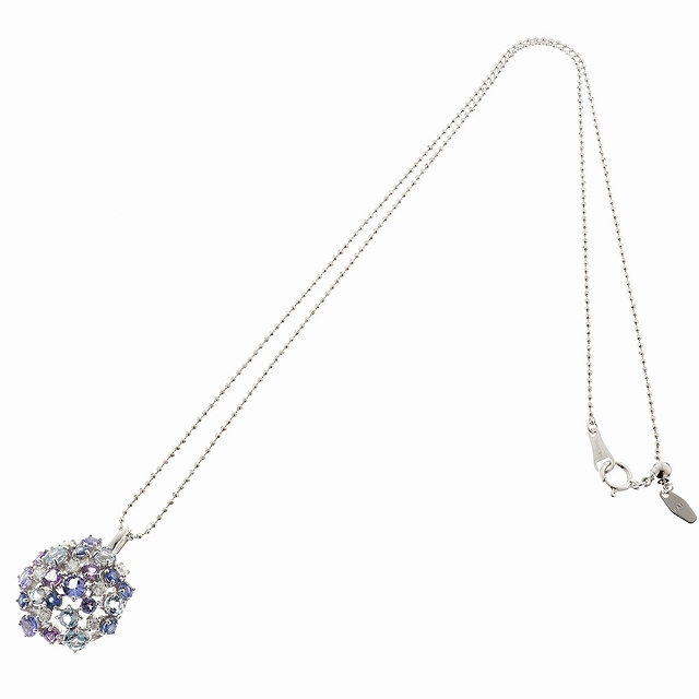 タサキ TASAKI 田崎 マルチカラー ストーン ダイヤ ネックレス ペンダント K18 WG × マルチカラーストーン × ダイヤ 0.21ct 8728