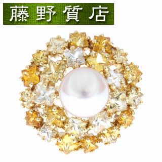 タサキ(TASAKI)の(新品仕上げ済）タサキ TASAKI 田崎 パール シトリン リング 指輪 約12号 K18 YG × パール × シトリン 2.58ct パール 約7.4ミリ 9099(リング(指輪))