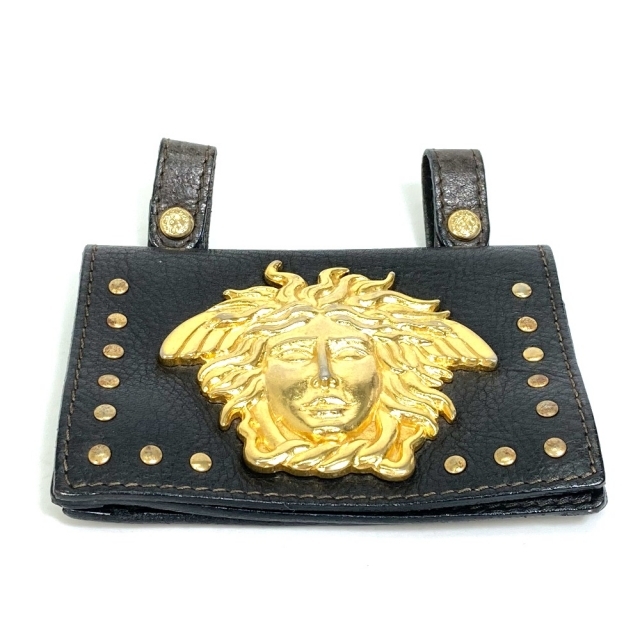 ヴェルサーチ VERSACE メデューサ 小物入れ/ファッション小物 ミニ ウエストバッグ ポーチのみ ポーチ レザー ブラック