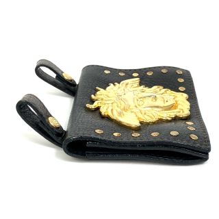 白木/黒塗り 美品 GIANNI VERSACE メデューサ レザー ポシェット