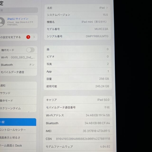 ipad mini 5 256g cellular apple pencil 付 1