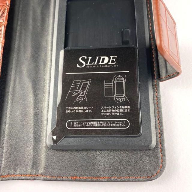 ⭐️《新品》PUレザー ケース SLIDE スライド クロコ調 ブラウン スマホ/家電/カメラのスマホアクセサリー(iPhoneケース)の商品写真