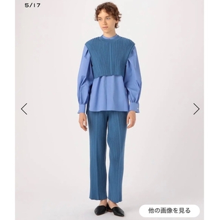 【新品】HYKE 2022AW 日本製 バルーンスリーブシャツ ライトブルー