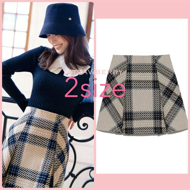 【超安い】スカートsnidel スナイデル ロービングチェックミニスカート 22aw