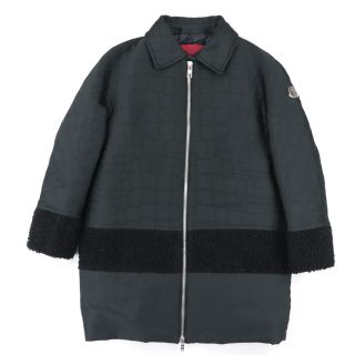 モンクレール(MONCLER)の美品 モンクレール TORI ボアトリムダウンコート レディース 黒 1 ステンカラー クロコ調 MONCLER(ダウンコート)