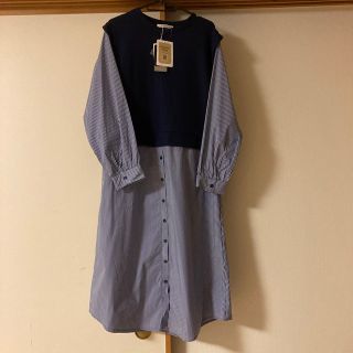 シマムラ(しまむら)の新品タグ付き■しまむら Khalia Styeベストストライプ シャツワンピース(ロングワンピース/マキシワンピース)