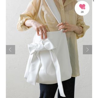 ミスティック(mystic)のmystic lalaribbonbag リボントートバッグ　ホワイト(トートバッグ)