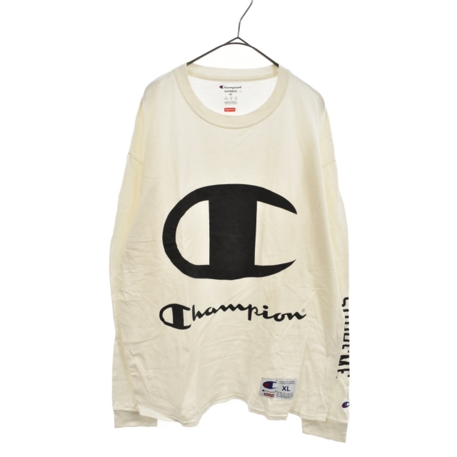 SUPREME シュプリーム 17SS ×Champion フロントデザイン長袖Tシャツ ロンT ホワイト