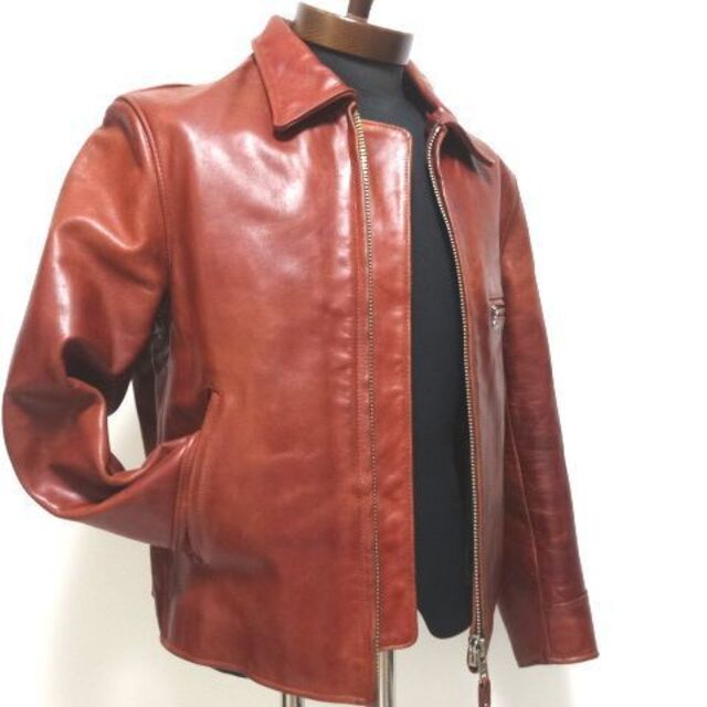 美品 ライダースジャケット メンズM 希少カラー[BROWN CHERRY] メンズのジャケット/アウター(ライダースジャケット)の商品写真