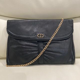 クリスチャンディオール(Christian Dior)のディオール　DIOR ショルダー バッグ　黒　ヴィンテージ　本革　クラッチバッグ(ショルダーバッグ)