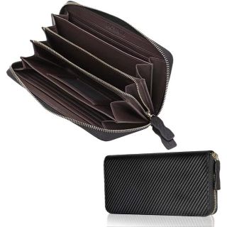 長財布 メンズ カーボンレザー 高級 本革 RFID(長財布)