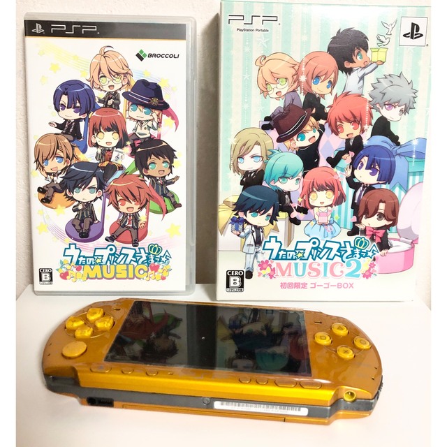 PlayStation Portable(プレイステーションポータブル)のPSP本体(オレンジ)、うたの⭐︎プリンスさまっ♪music＋music2 エンタメ/ホビーのゲームソフト/ゲーム機本体(家庭用ゲームソフト)の商品写真