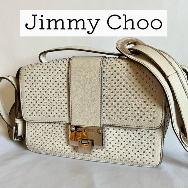 JIMMY CHOO(ジミーチュウ)の【大人気　レア】ジミーチュウ　ショルダーバッグ　ホワイト　スタッズ　レザー レディースのバッグ(ショルダーバッグ)の商品写真