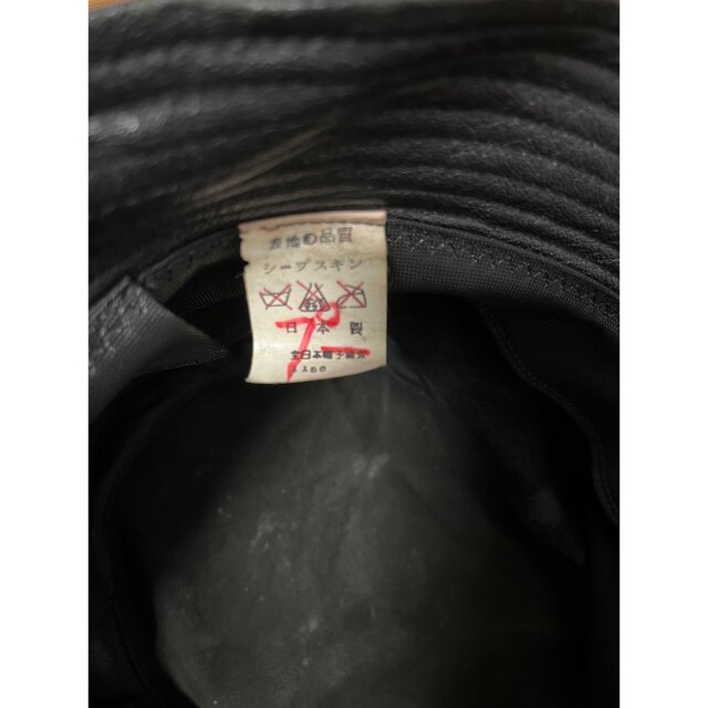 レザーバケットハット　シープスキン　ブラック　レトロ　羊革　本革　日本製 メンズの帽子(ハット)の商品写真