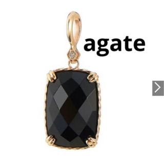 agete - アガット K10 ダイヤ ブラックカルセドニー チャーム