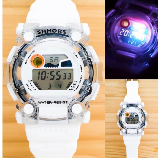 ペア カップル腕時計 クリア メンズ レディース腕時計 ホワイト ブラック メンズの時計(腕時計(デジタル))の商品写真