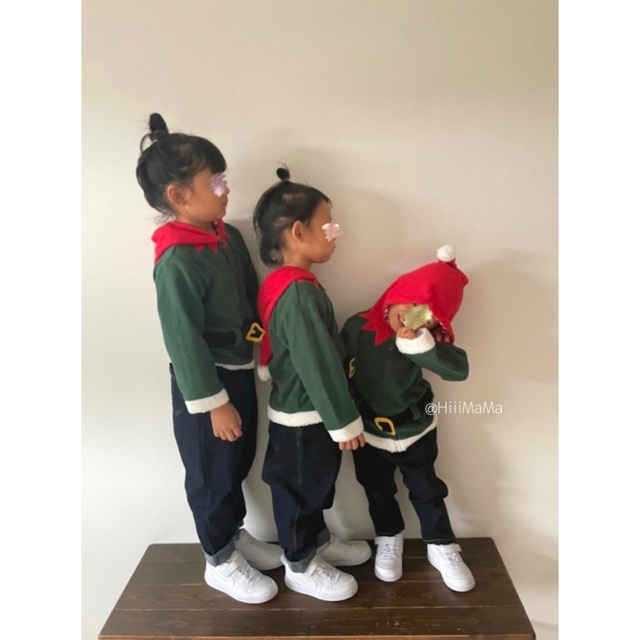 子ども エルフ もこもこ パーカー キッズ ベビー クリスマス Xmas キッズ/ベビー/マタニティのキッズ服女の子用(90cm~)(カーディガン)の商品写真