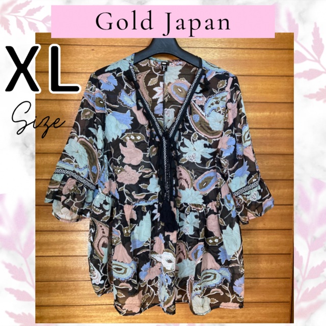 GoldJapan シフォン  花柄　ペイズリー　トップス　ブラウス レディースのトップス(シャツ/ブラウス(長袖/七分))の商品写真