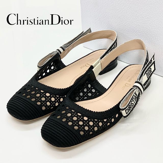 Christian Dior - 5098 クリスチャンディオール ファブリック ロゴストラップ フラットシューズ