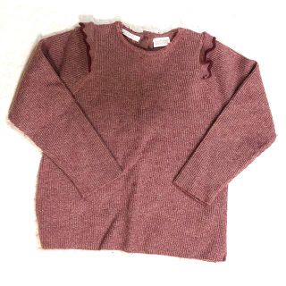 ザラキッズ(ZARA KIDS)の美品◎zarababyフリルリブニットピンクパープル(ニット/セーター)