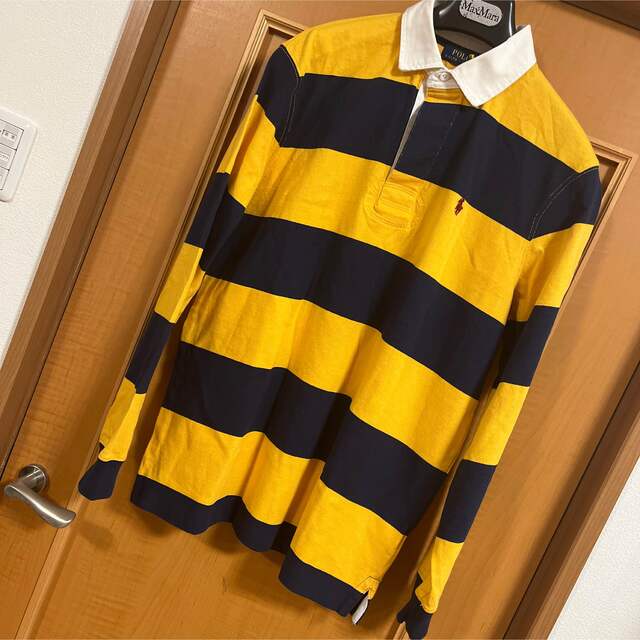 新品未着用　ポロラルフローレン　長袖ラガーシャツ　サイズM 黄✖️紺　刺繍ポニー