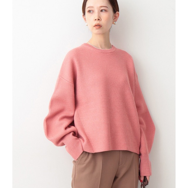 世界的に IENA - イエナ ピンク ニット 畦 クルーネックプルオーバー