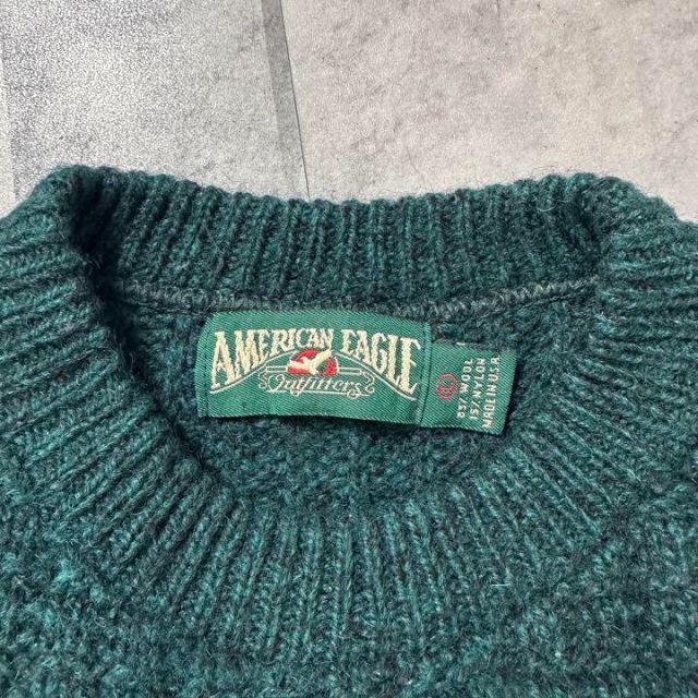 American Eagle(アメリカンイーグル)のアメリカンイーグル　ニット　セーター　USA製　ウール　緑　90s アースカラー メンズのトップス(ニット/セーター)の商品写真