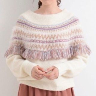 マジェスティックレゴン(MAJESTIC LEGON)のMAJESTIC LEGON マジェスティックレゴン 球芯柄フリンジプルオーバー(ニット/セーター)