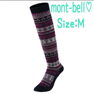 モンベル(mont bell)の【美品】モンベル❄メリノウール ジャカード ハイソックス Women's(ソックス)