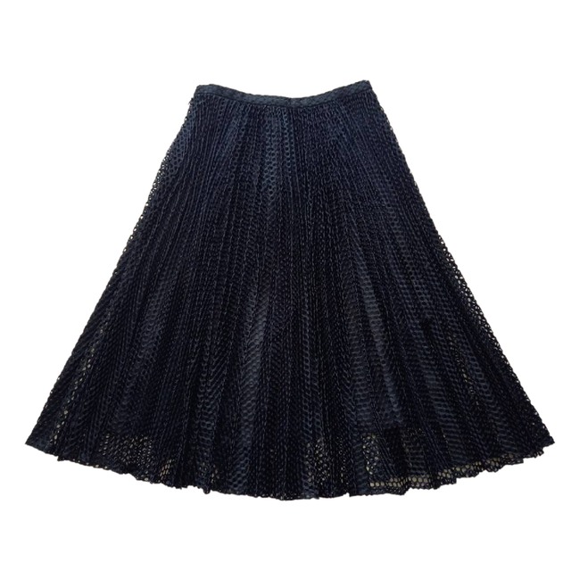AULA(アウラ)の美品 アウラ 美シルエット レース フレアスカート ひざ下丈 黒 オシャレ レディースのスカート(ロングスカート)の商品写真