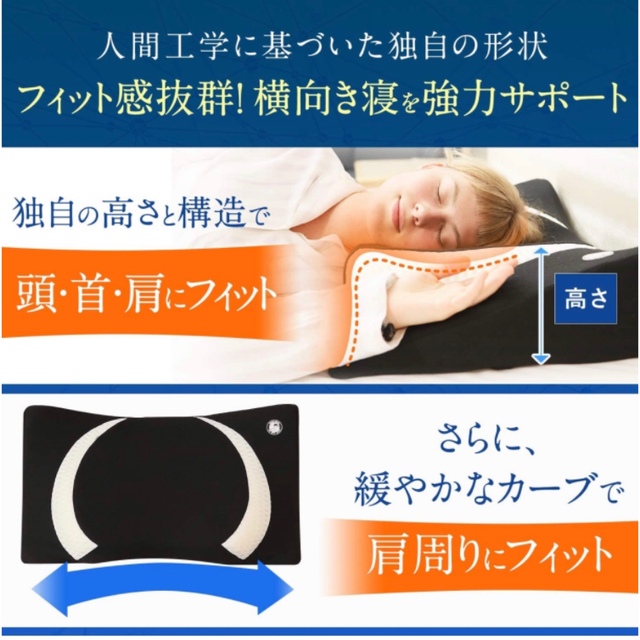 【新品未使用】moonmoon 横向き寝 枕 (ブラック) キッズ/ベビー/マタニティの寝具/家具(枕)の商品写真