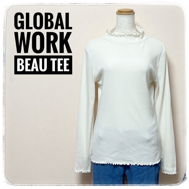 GLOBAL WORK(グローバルワーク)のGLOBAL WORK✨Beau tee✨カットソー 長袖オフホワイト M レディースのトップス(カットソー(長袖/七分))の商品写真