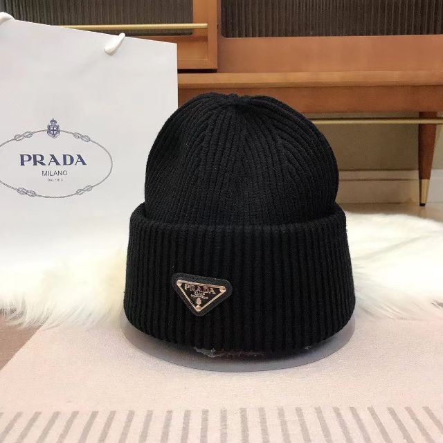 PRADA ウール&カシミアのニット帽-
