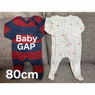 ベビーギャップ(babyGAP)の【Baby GAP】80cm長袖ロンパースカバーオール 2点セット(ロンパース)