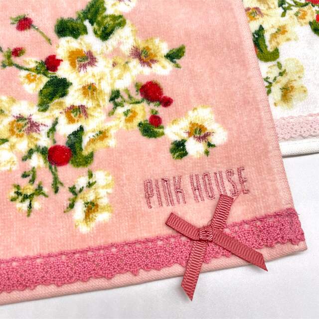 ピンクハウス　薔薇の花束柄　フェイスタオル3色