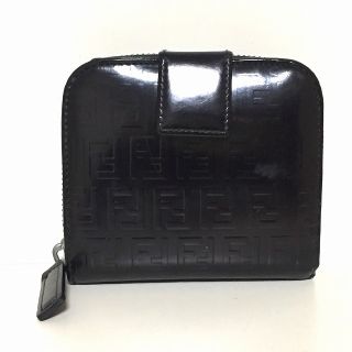 フェンディ(FENDI)のフェンディ 2つ折り財布 ズッキーノ柄 黒(財布)