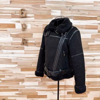 ZARA - 【ザラ】ボア ダブル ライダースジャケット フェイクレザー バイク 秋冬 S 黒