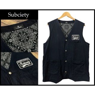 サブサエティ(Subciety)のG② XL Subciety サブサエティ 裏地ペイズリー ワッペン ベスト 紺(ベスト)