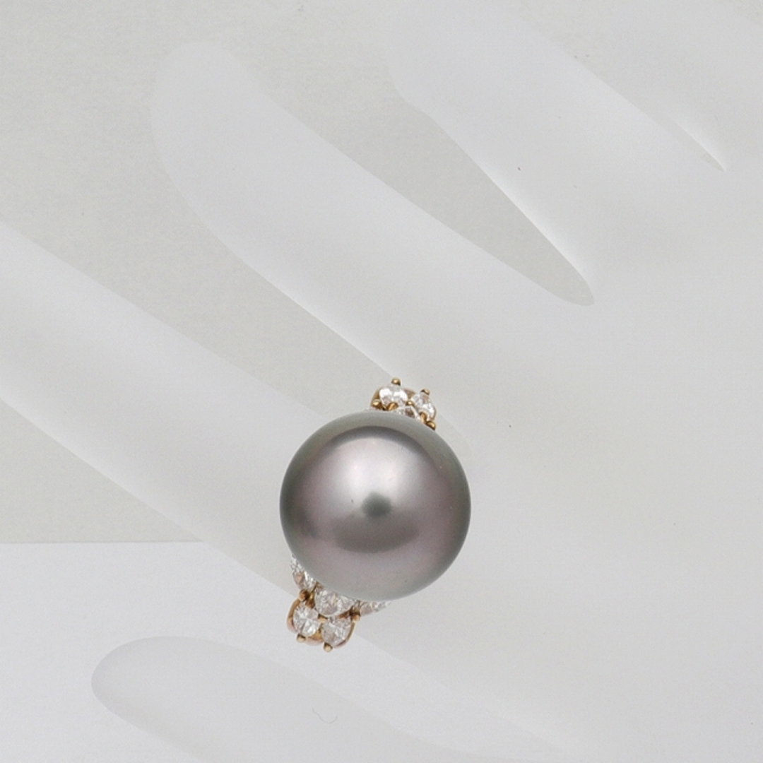 MIKIMOTO(ミキモト)の（美品）ミキモト MIKIMOTO ブラックパールリング(約9号) 12.9mm玉 K18YG×黒真珠×ダイヤモンド 0.93ct  8559 レディースのアクセサリー(リング(指輪))の商品写真