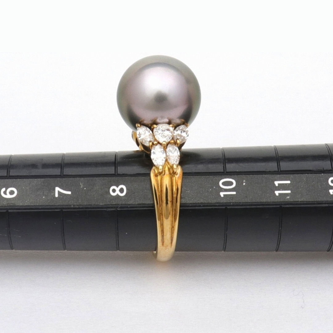 MIKIMOTO(ミキモト)の（美品）ミキモト MIKIMOTO ブラックパールリング(約9号) 12.9mm玉 K18YG×黒真珠×ダイヤモンド 0.93ct  8559 レディースのアクセサリー(リング(指輪))の商品写真