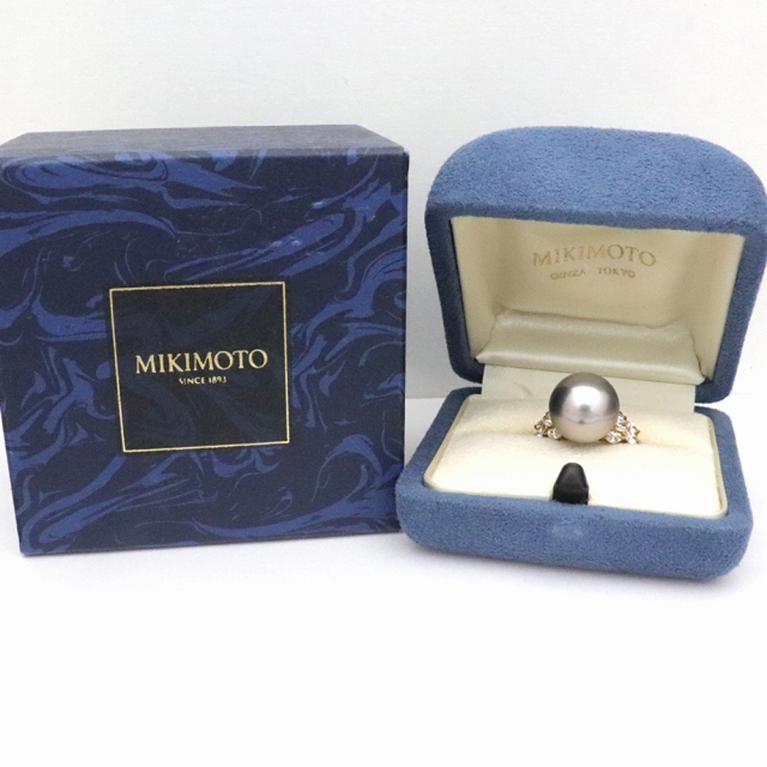 MIKIMOTO(ミキモト)の（美品）ミキモト MIKIMOTO ブラックパールリング(約9号) 12.9mm玉 K18YG×黒真珠×ダイヤモンド 0.93ct  8559 レディースのアクセサリー(リング(指輪))の商品写真