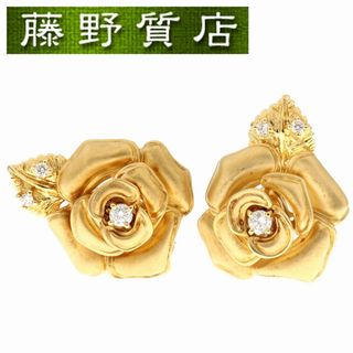 ミキモト(MIKIMOTO)の（美品）ミキモト MIKIMOTO プリンセスグレース ローズ ダイヤ ピアス 薔薇　K18 YG　× ダイヤモンド 各3石 クリップ式 8862(ピアス)