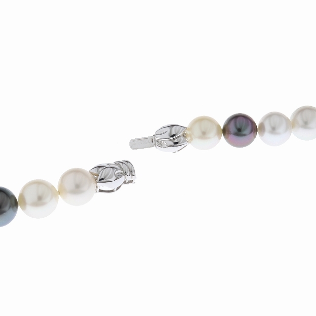 (美品)ミキモト MIKIMOTO マルチカラー パール ネックレス K18 WG × マルチカラーパール 糸交換済 8961 5