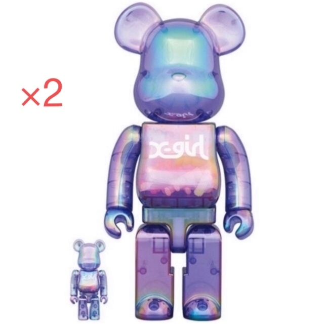 BE@RBRICK X-girl CLEAR PURPLE 100％ 400％